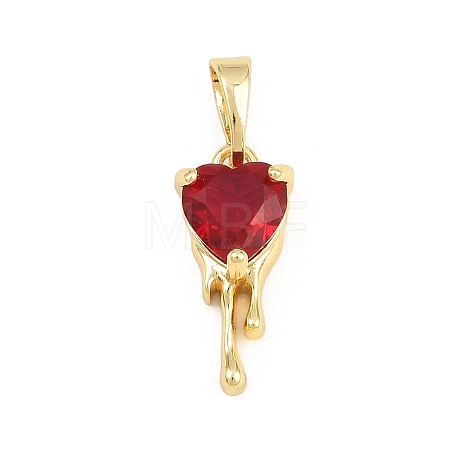 Valentine's Day Brass Micro Pave Red Cubic Zirconia Pendants KK-E798-10B-G-1