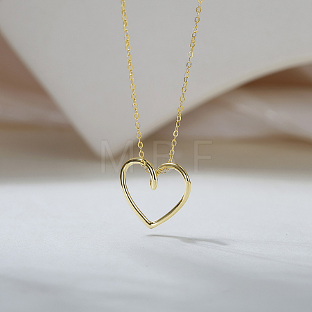 925 Sterling Silver Heart Pendant Necklaces for Women NJEW-C087-04G-1
