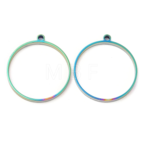 304 Stainless Steel Open Back Bezel Flat Round Pendants STAS-Z040-04A-RC-1