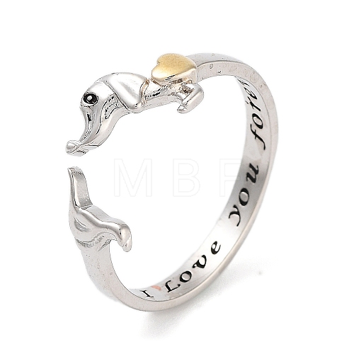 Dog Brass Open Cuff Rings for Women RJEW-S416-01G-1