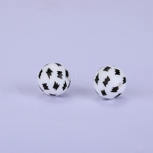 Printed Round Silicone Focal Beads SI-JX0056A-222-1