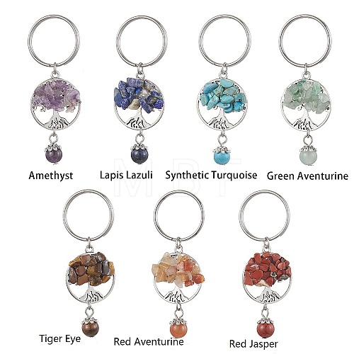 7Pcs 7 Styles Gemstone Keychains KEYC-JKC00769-1