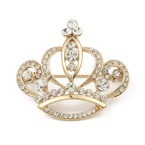 Rhinestone Crown Brooch Pins JEWB-Q030-04G-1