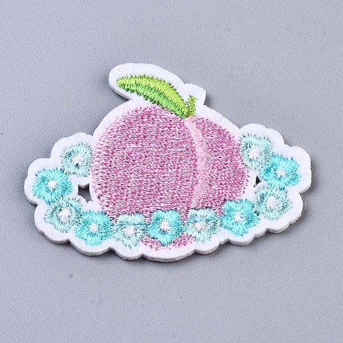 Peach with Flower Appliques DIY-S041-048-1