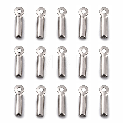 Tarnish Resistant 201 Stainless Steel Fold Over Crimp Cord Ends STAS-R055-07-1