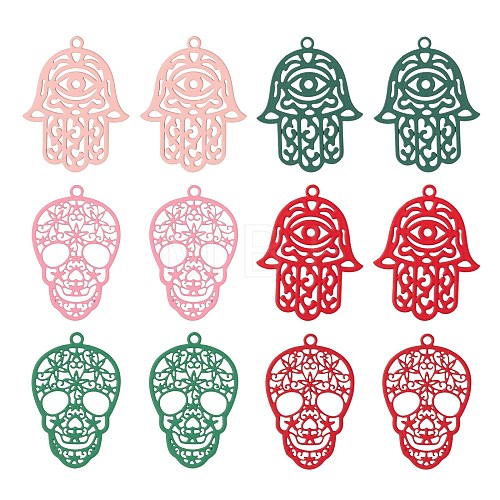 36Pcs 2 Style 430 Stainless Steel Filigree Pendants STAS-LS0001-83-1