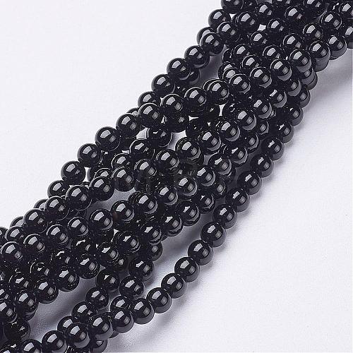 Natural Black Onyx Round Beads Strands GSR20mmC097-1