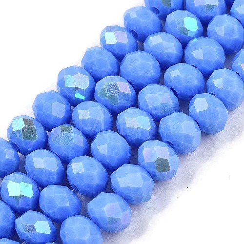 Electroplate Opaque Solid Color Glass Beads Strands EGLA-A044-P6mm-L17-1