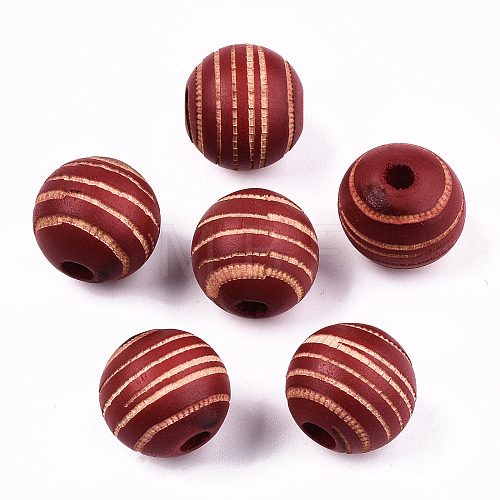 Painted Natural Wood Beads WOOD-T021-54B-08-1