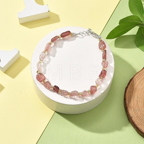 Natural Strawberry Quartz Beads Bracelets for Women BJEW-H623-02S-15-1