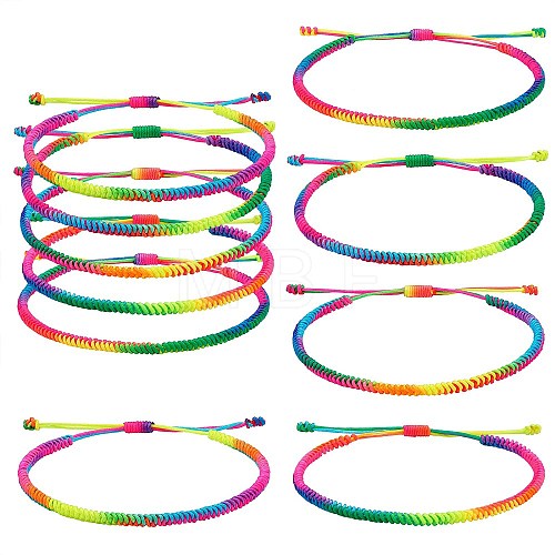 5Pcs 5 Color Braided Nylon Thread Cord Bracelets Set BJEW-SW00049-05-1