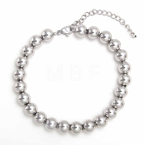 Non-Tarnish Simple Fashion Round Stainless Steel Beaded Bracelets for Women UG2742-3-1