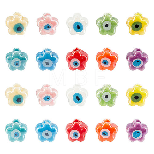 20Pcs 10 Colors Handmade Porcelain Beads PORC-AR0001-08-1