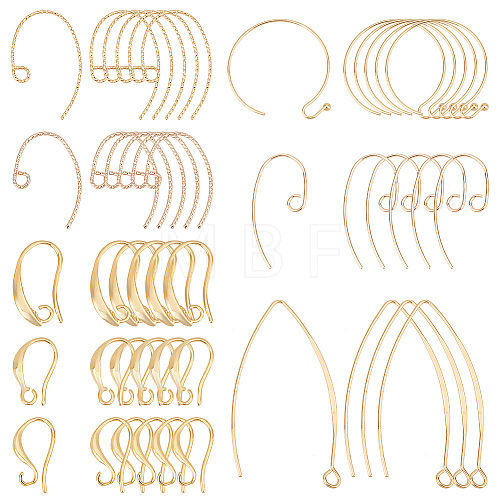   64Pcs 8 Style Brass Earring Hooks KK-PH0005-93-1