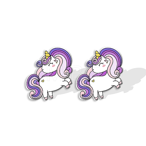 Acrylic Unicorn Stud Earrngs for Women PW-WGBF812-06-1