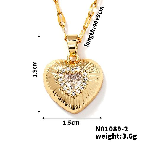 Brass Luxury Cubic Zirconia Heart Pendant Necklaces UV5875-1-1