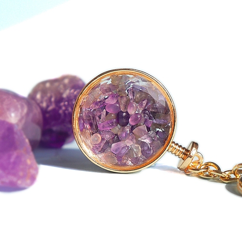 Natural Amethyst Keychains PW-WG44394-02-1