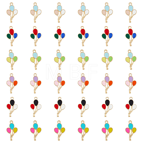 60Pcs 6 Colors Alloy Enamel Pendants ENAM-FH0001-49-1