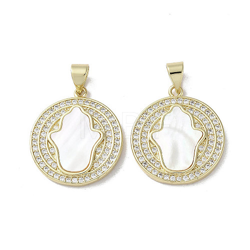 Brass Micro Pave Cubic Zirconia Pendants KK-G485-22D-G-1