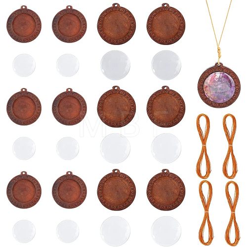 DIY Flat Round Pendant Necklace Making Kit DIY-CA0004-84-1