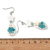 Natural Agate & Cultured Freshwater Pearl & Cowrie Shell Beads Dangle Earrings EJEW-JE07199-5