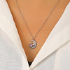 Brass Rose Rhinestone Moon with Star Pendant Necklaces for Women WG06C1A-11-1