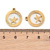 Ocean Theme 304 Stainless Steel & Natural Shell & Rhinestone Pendants SH-CBA72D5-01E-G-3