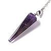 Natural Amethyst Hexagonal Pointed Cone Dowsing Pendulum Pendants G-G983-05P-01-3