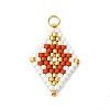 Beaded Rhombus Charms PALLOY-MZ01345-01-1