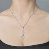 201 Stainless Steel Hollow Tulip Pendant Necklace NJEW-OY001-57-2