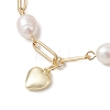 Brass Heart Charms & Paperclip Chains Bracelets BJEW-JB13479-3