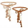 2Pcs 2 Colors Bohemian Imitation Leather Tassel with Alloy Ring Waist Chain Belts for Women AJEW-CL0005-22A-1