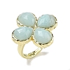 Natural Amazonite Faceted Adjustable Ring for Women RJEW-A092-01G-13-4