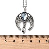 Bohemian Hollow Moon Zinc Alloy Pave Natural Moonstone Pendant Necklaces FS-WG20EBE-01-2