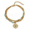 Bohemian 304 Stainless Steel Chain & Natural Beads Double Layers Bracelets BJEW-C150-01F-G-1