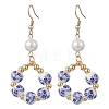 Printed Porcelain Round Dangle Earrings EJEW-JE06838-02-1