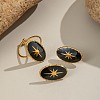 304 Stainless Steel Adjustable Open Cuff Rings for Women LS-RJEW-A080-01G-1