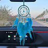 Natural Aquamarine Woven Web/Net with Feather Pendant Decorations PW-WG76260-03-1