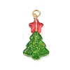 Christmas Tree Dyed & Heated Glass Pendants PALLOY-JF04391-1