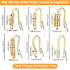 Beebeecraft 24Pcs 6 Style Rack Plating Brass Pave Cubic Zirconia Earring Hooks KK-BBC0012-31-2