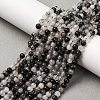 Natural Tourmalinated Quartz/Black Rutilated Quartz Beads Strands G-K305-21-C-01-1