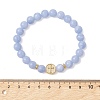 Round Natural Dyed Blue Lace Agate Beads Stretch Bracelets BJEW-JB13666-4