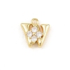 Brass Micro Pave Clear Cubic Zirconia Charms KK-Z151-18G-W-1