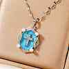 Shiny Retro Brass Micro Pave Clear Cubic Zirconia Oval with Cross Pendant Necklaces with Enamel YR4811-4-1