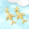 Ocean Theme Brass Dangle Stud Earrings EJEW-F400-04A-G-1