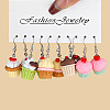 6 Styles Cute Miniature Dessert Food Resin Plastic Dangle Earrings Set FS-WGC6E73-01-6