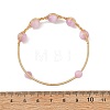 Natural Kunzite Horse Eye Herringbone Wire-Wrapped Open Cuff Bangles BJEW-JB14460-4