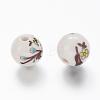 Floral Printed Porcelain Beads X-PORC-Q199-12mm-17-2