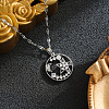 Brass Pave Clear Cubic Zirconia Ring with Star Moon Pendant 201 Stainless Steel Dapped Chain Necklaces for Women WG1E008-02-1