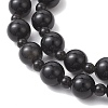Natural Obsidian Beaded Stretch Bracelets for Women Men BJEW-JB13006-02-3